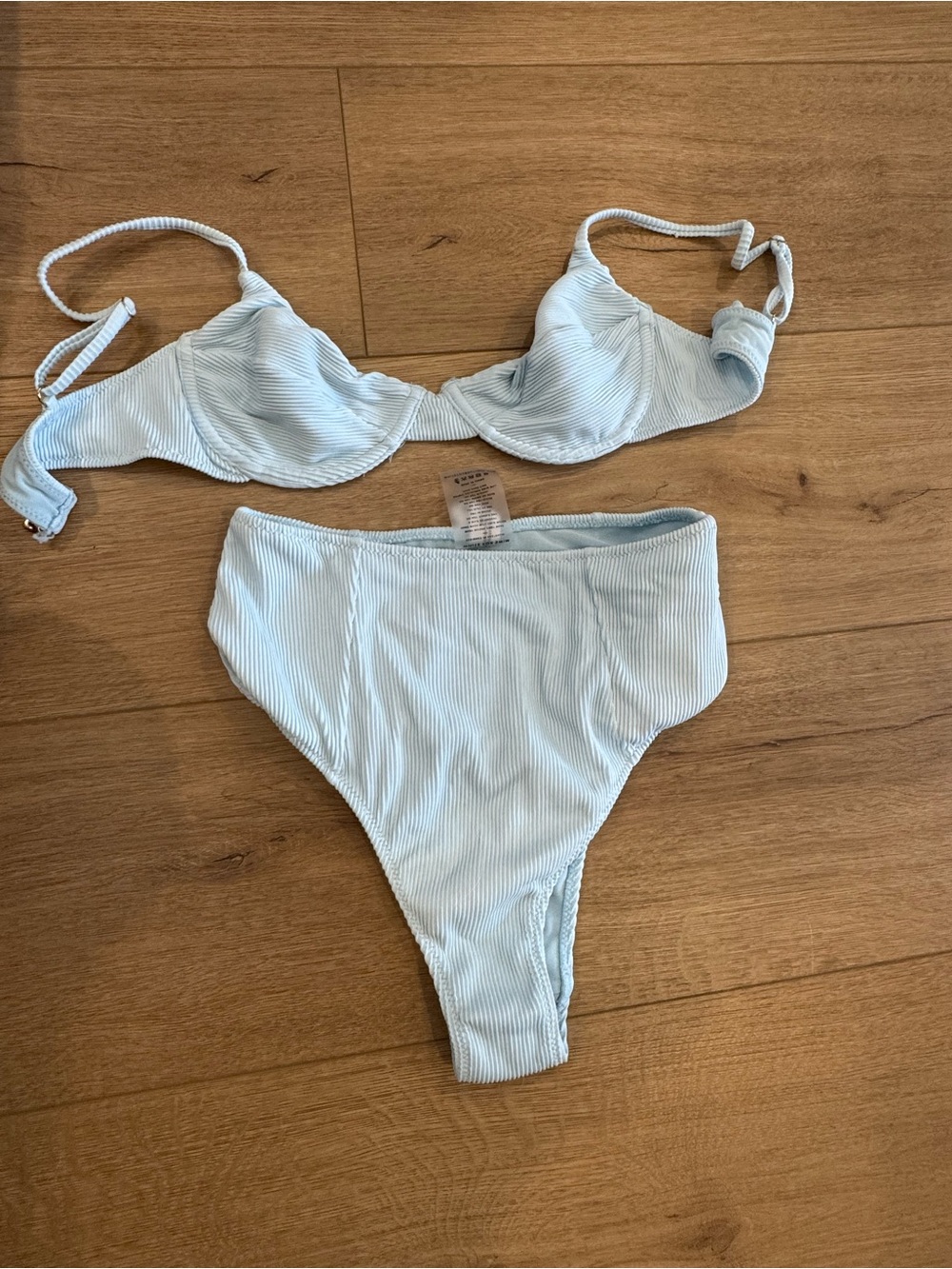 Sarah’s Day Light Blue Ribbed Two-Piece Bikini Set